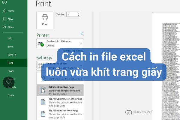 Cách in file excel luôn vừa khít trang giấy